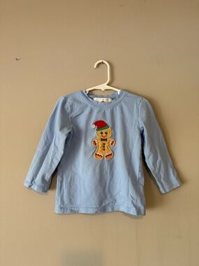 Light Blue Kids Long-Sleeve Top with Gingerbread Patch